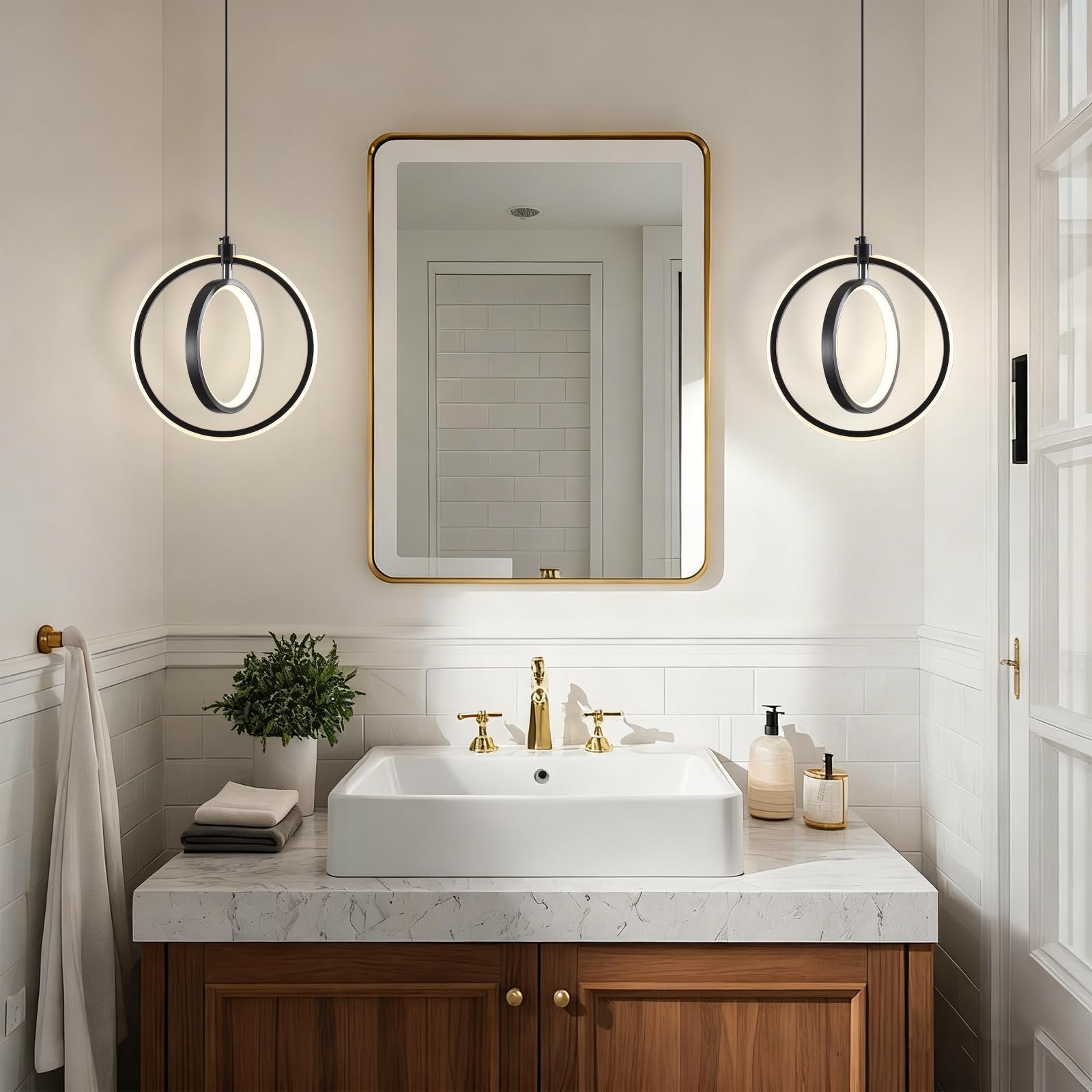Modern LED Ring Pendant Light 3000K 2-Pack - Image 6