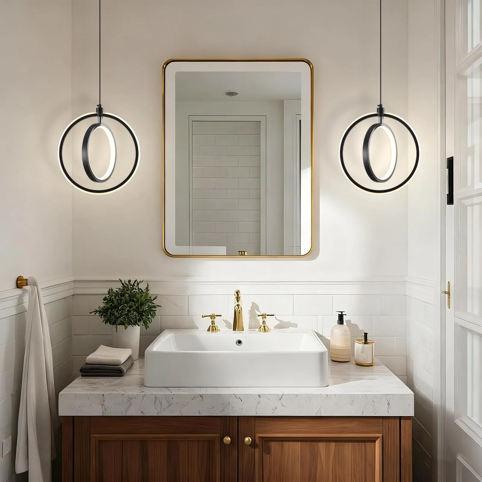 Modern LED Ring Pendant Light 3000K 2-Pack - Image 6