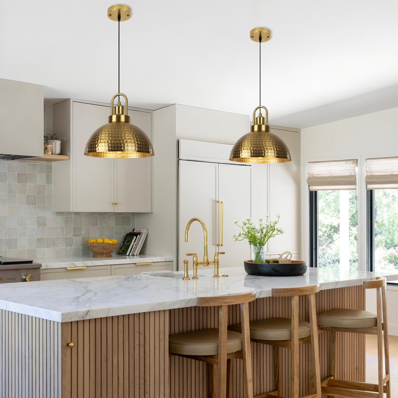 Gold Hammered Pendant Light 11.8" 2-Pack - Image 7