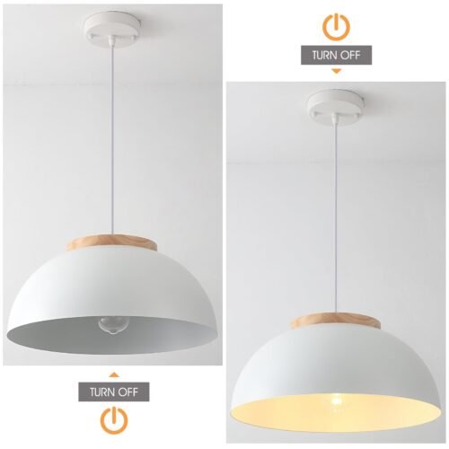 White Large Farmhouse Pendant Light 16" with Wooden Holder 2-Pack