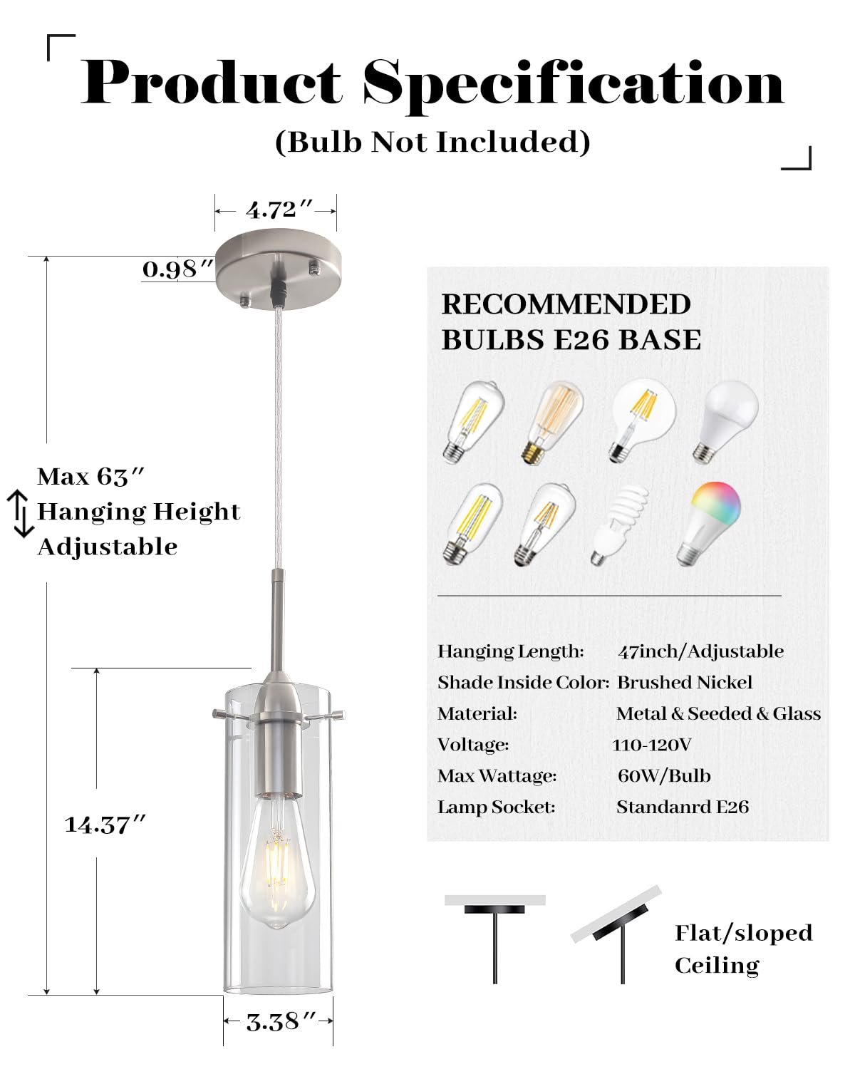 Chrome Modern Glass Pendant Light 3-Pack - Image 7