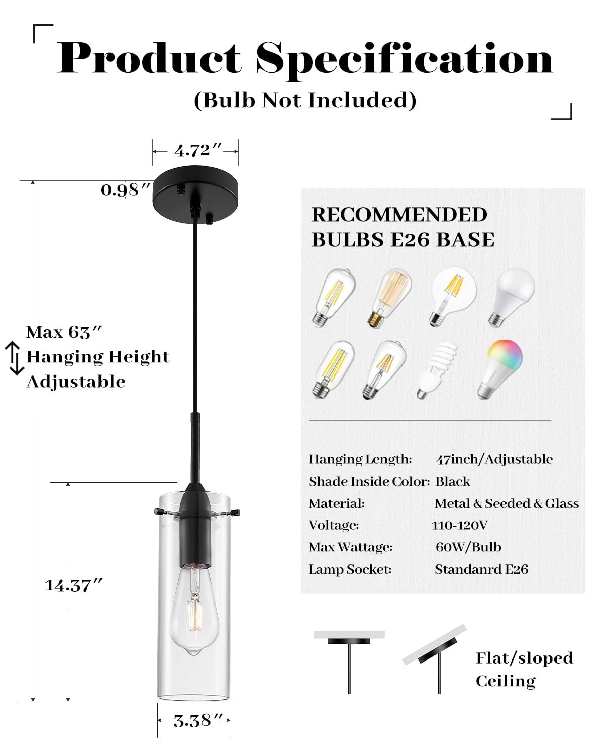 Black Modern Glass Pendant Light 3-Pack - Image 6