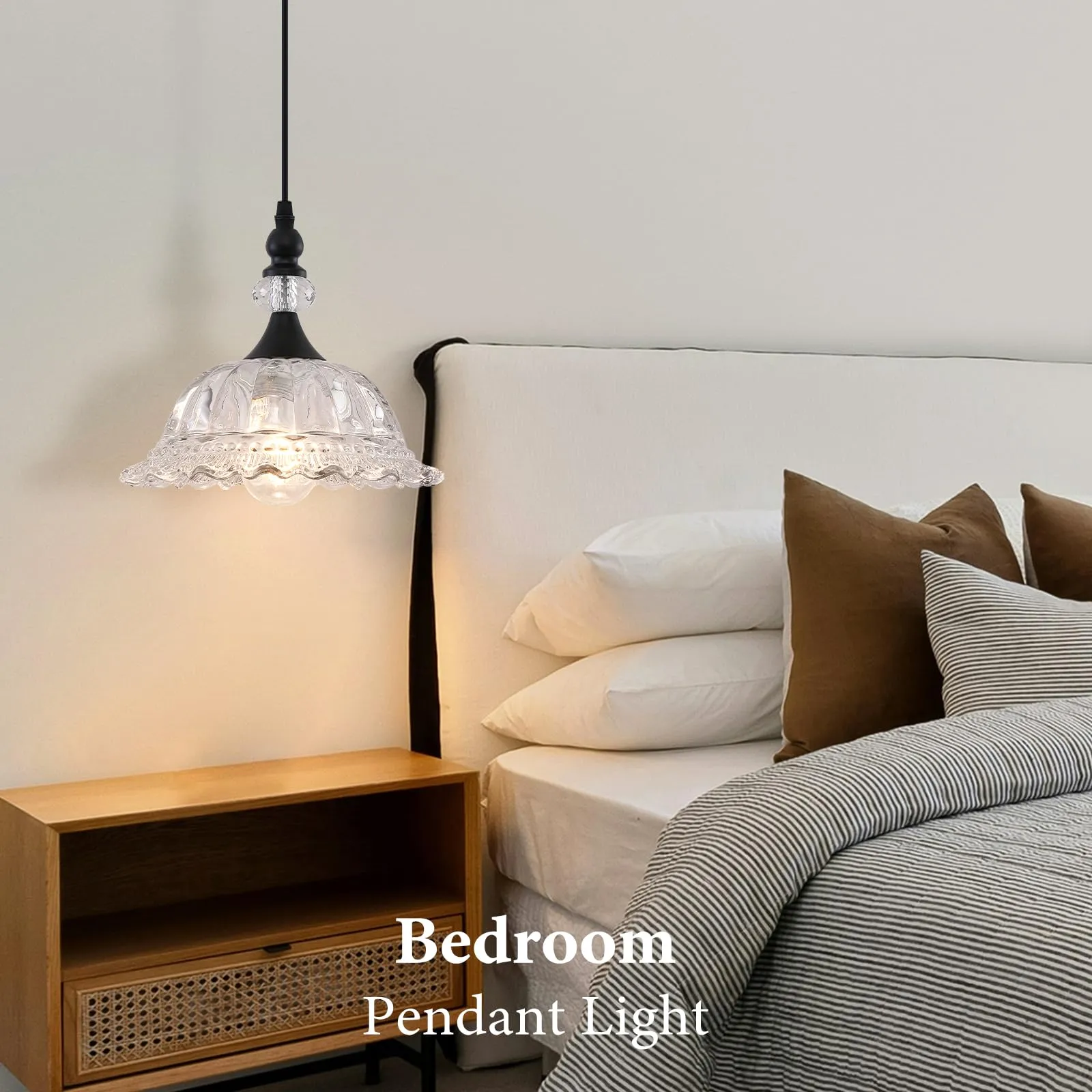 Matte Black Vintage Pendant Light with Glass Shade - Image 7