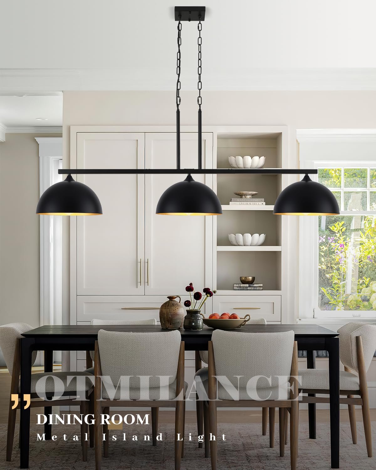 Black Farmhouse Industrial 3-Light Island Pendant Light - Image 5