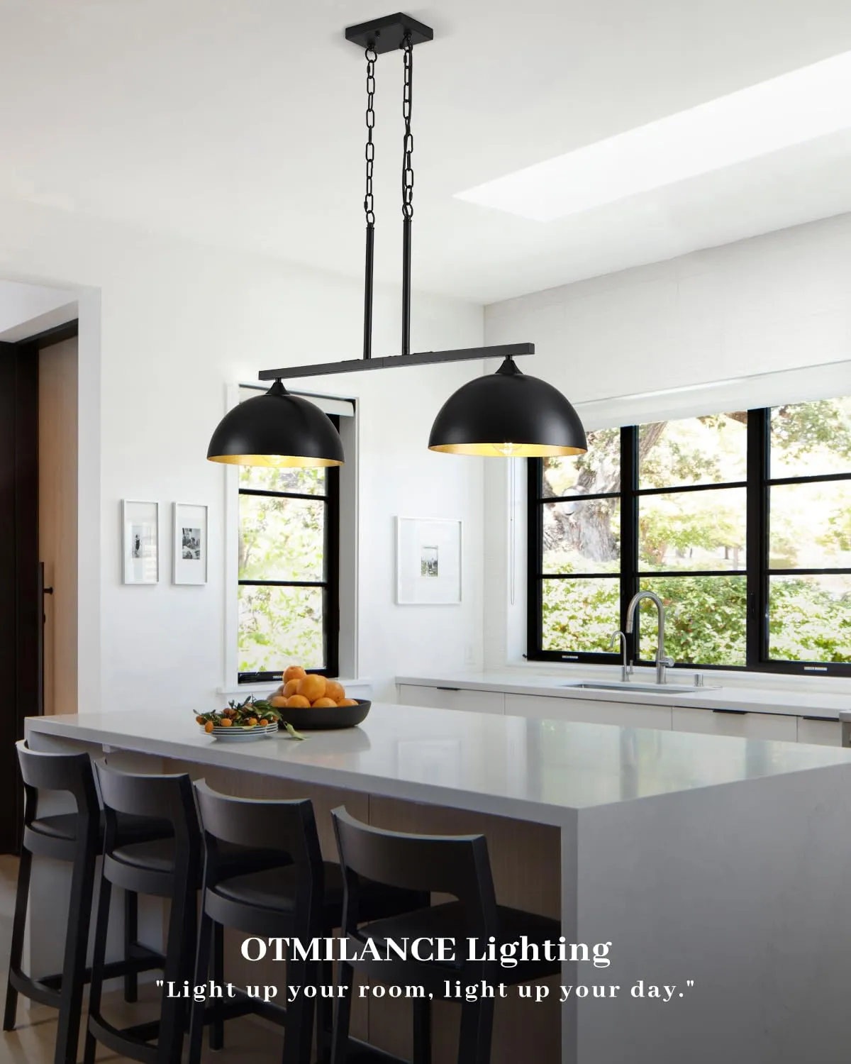 Black Modern 2-Light Dome Island Pendant Light - Image 7