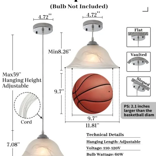 Chrome Farmhouse Frosted Glass Pendant Light 11.8
