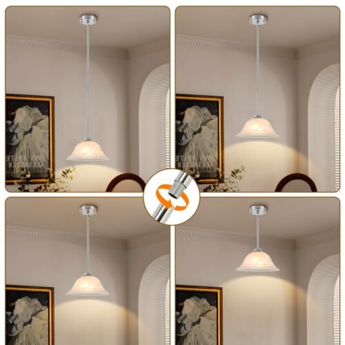 Chrome Farmhouse Frosted Glass Pendant Light 11.8