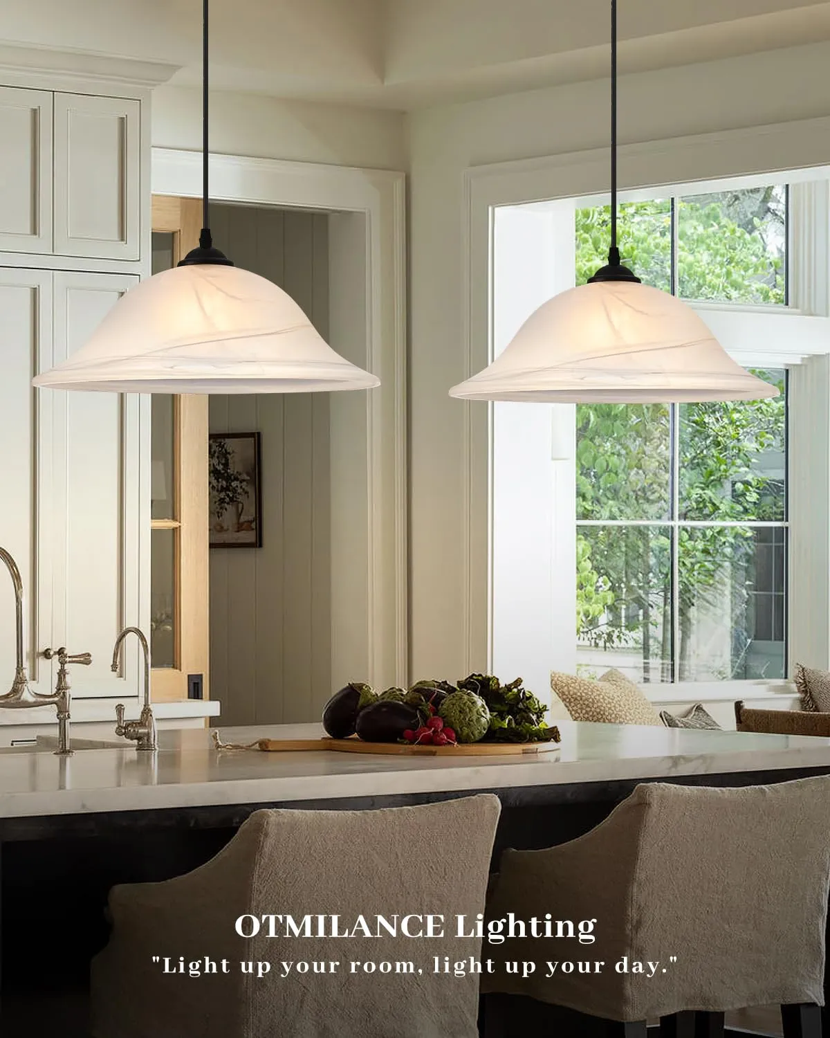 Black Oversized Farmhouse Frosted Glass Pendant Light 16" - Image 6