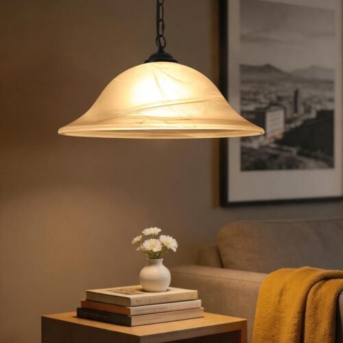 Black Oversized Frosted Glass Pendant Light 16