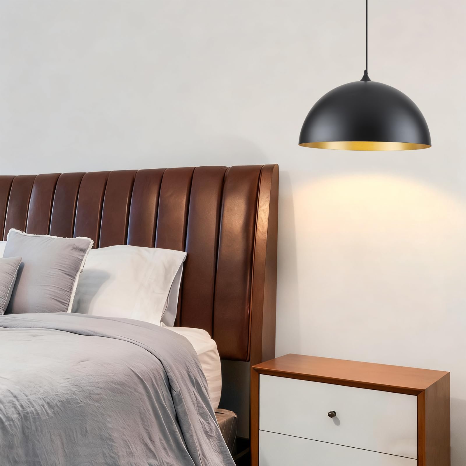 19.7" Black Large Oversized Modern Farmhouse Pendant Light 2-Pack - Image 6