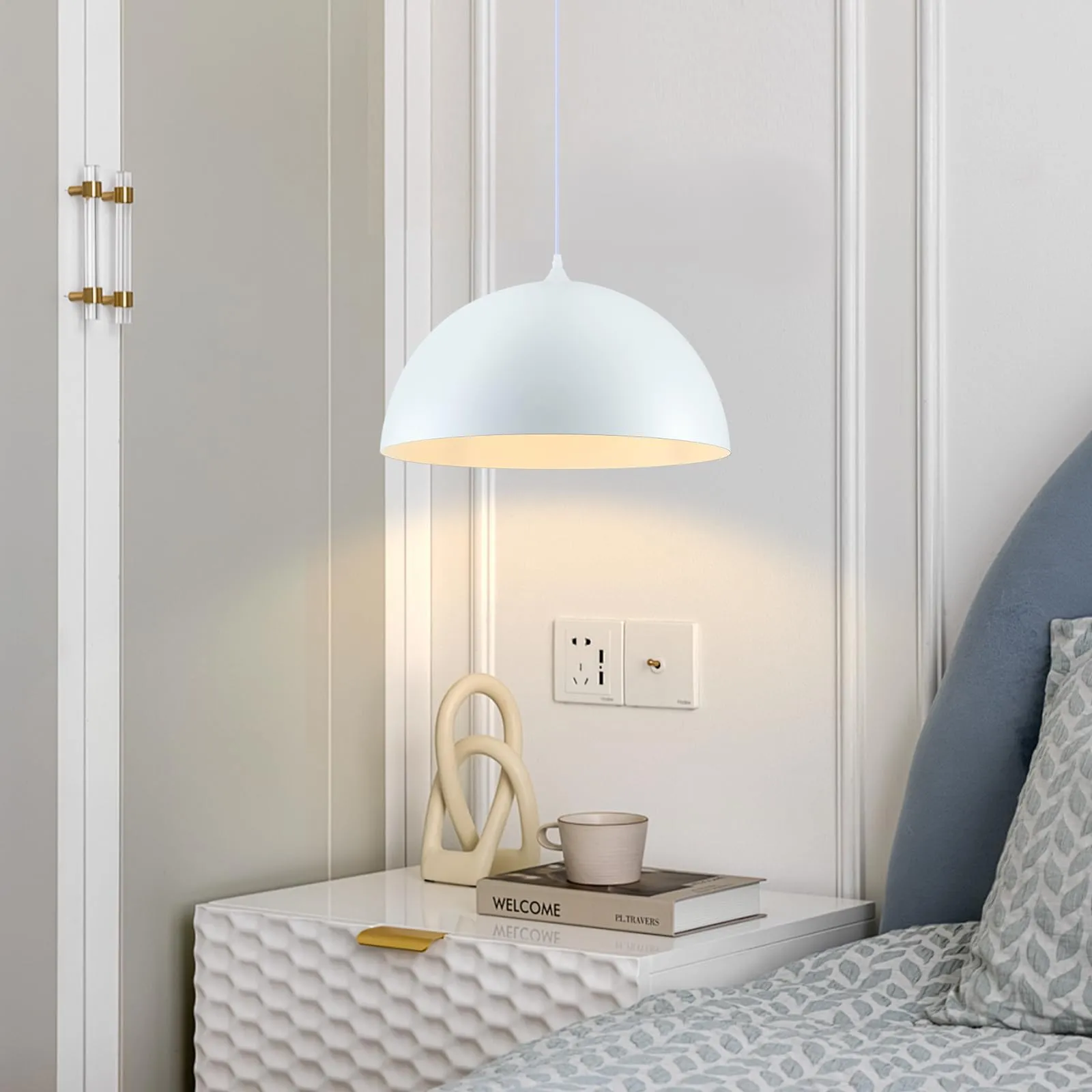 19.7" White Oversized Farmhouse Pendant Light 2-Pack - Image 7