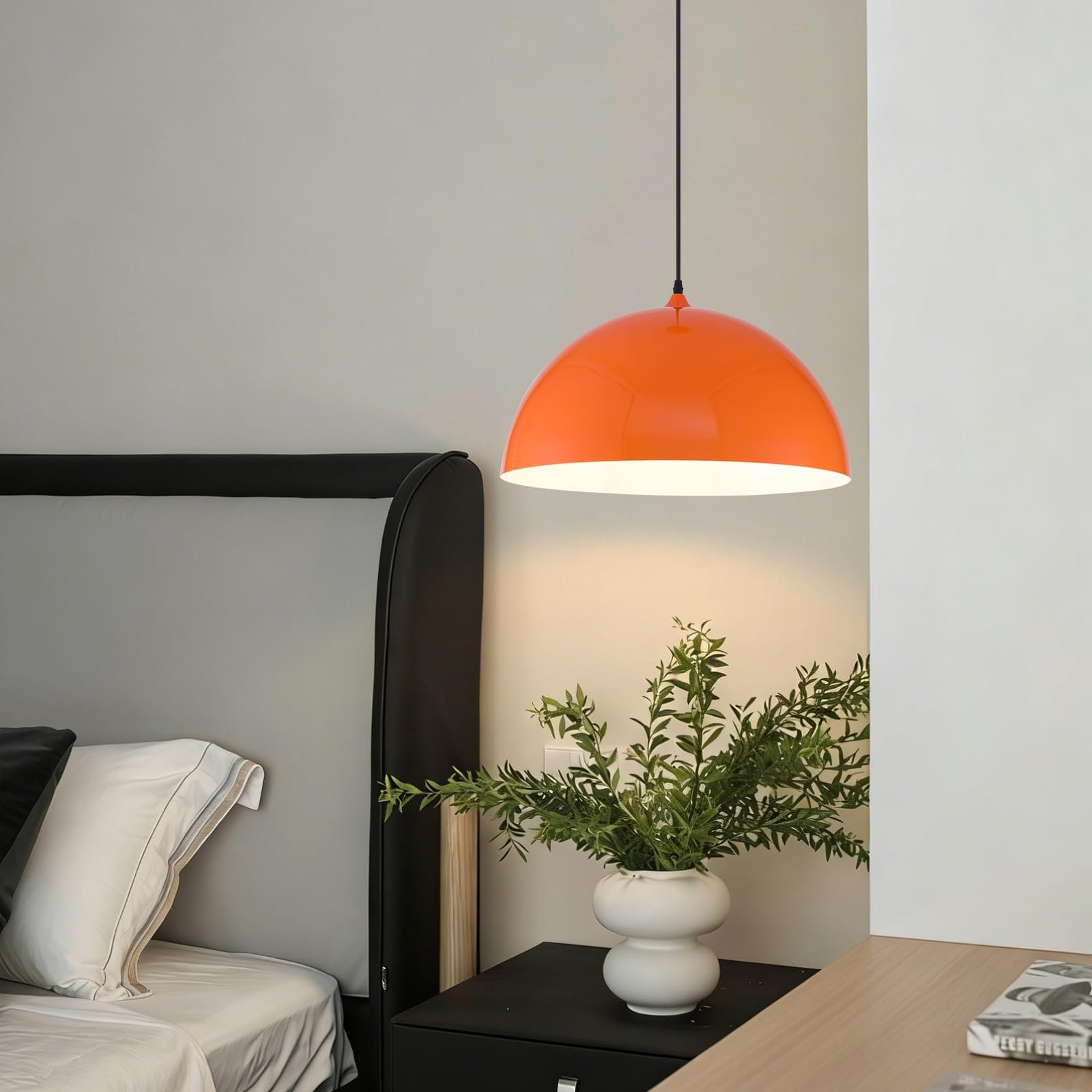 19.7" Orange Oversized Farmhouse Pendant Light 2-Pack - Image 3