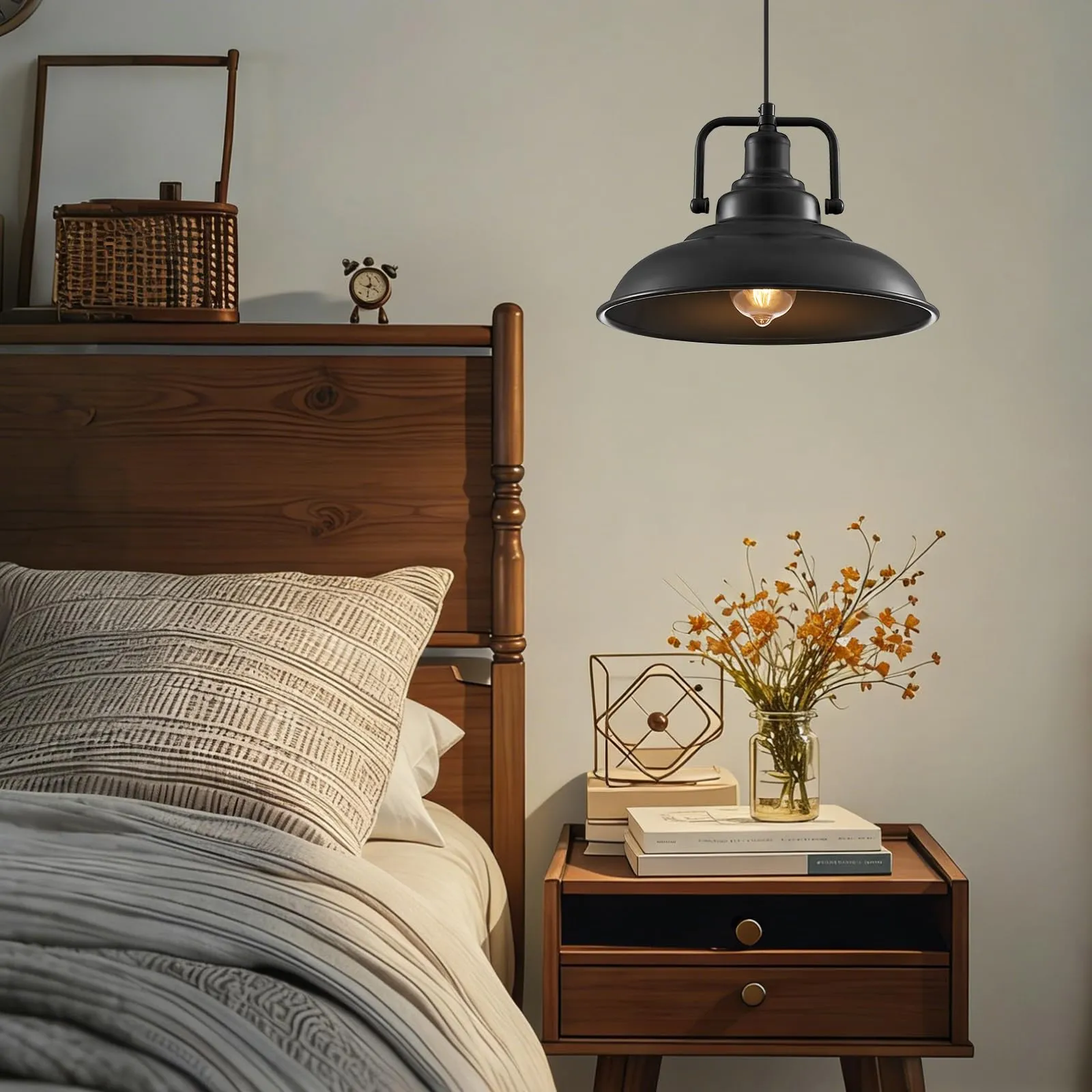 12.5" Black Modern Farmhouse Pendant Light 2-Pack - Image 5