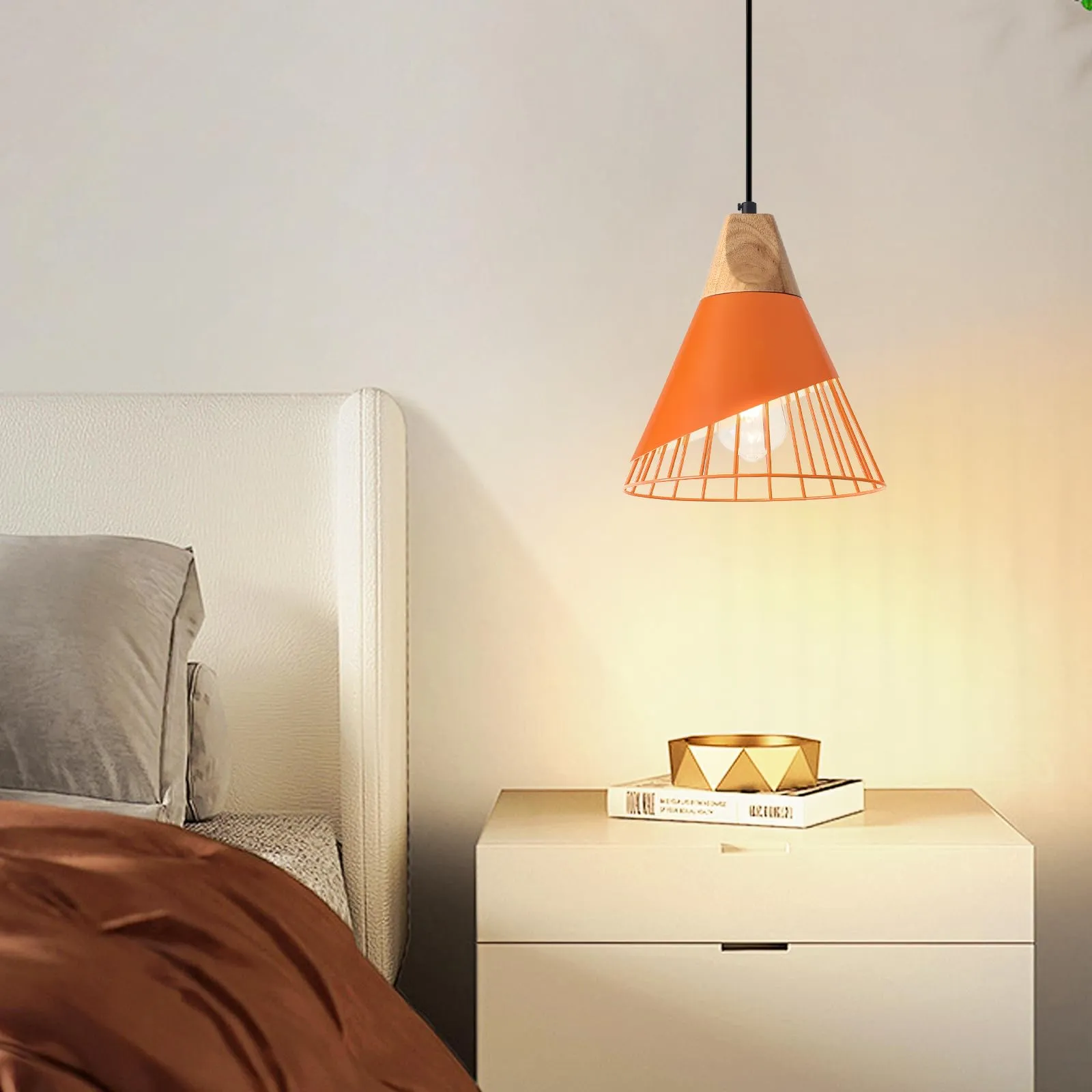 9.4" Orange Farmhouse Pendant Light 2-Pack - Image 7