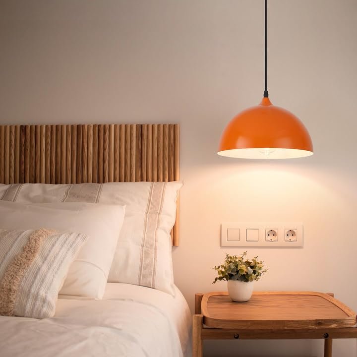11.8" Orange Modern Plug-in Pendant Light 2-Pack - Image 6