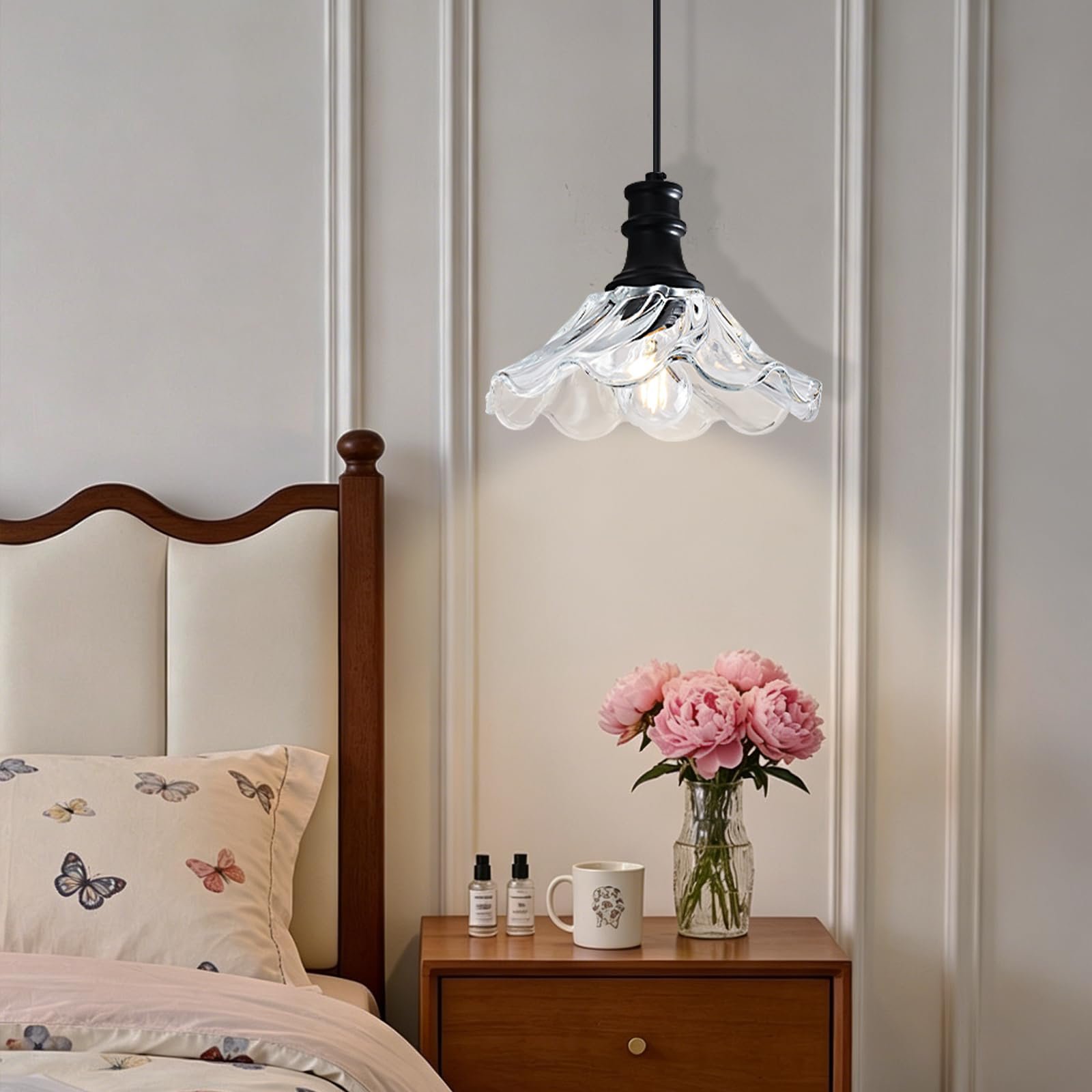 Black Modern Farmhouse Pendant Light with Clear Glass - Image 6