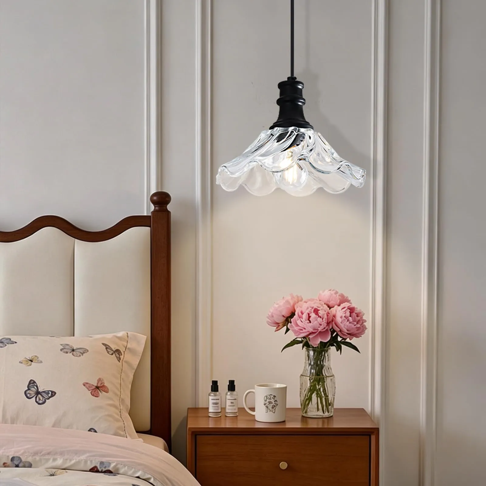 Black Modern Farmhouse Pendant Light with Clear Glass - Image 6