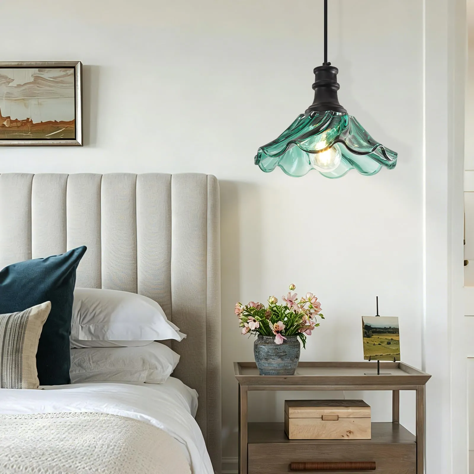 10" Black and Green Farmhouse Pendant Light 2-Pack - Image 5