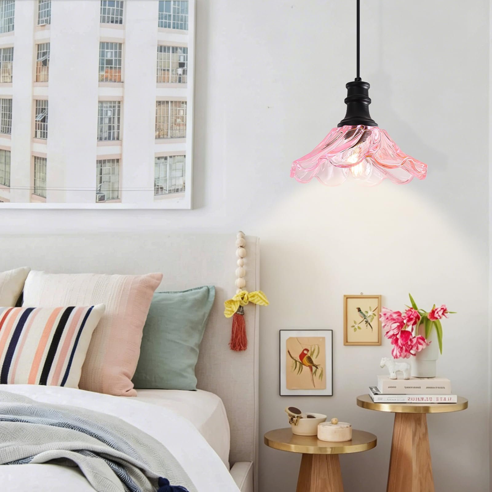 10" Black and Pink Farmhouse Pendant Light 2-Pack - Image 5