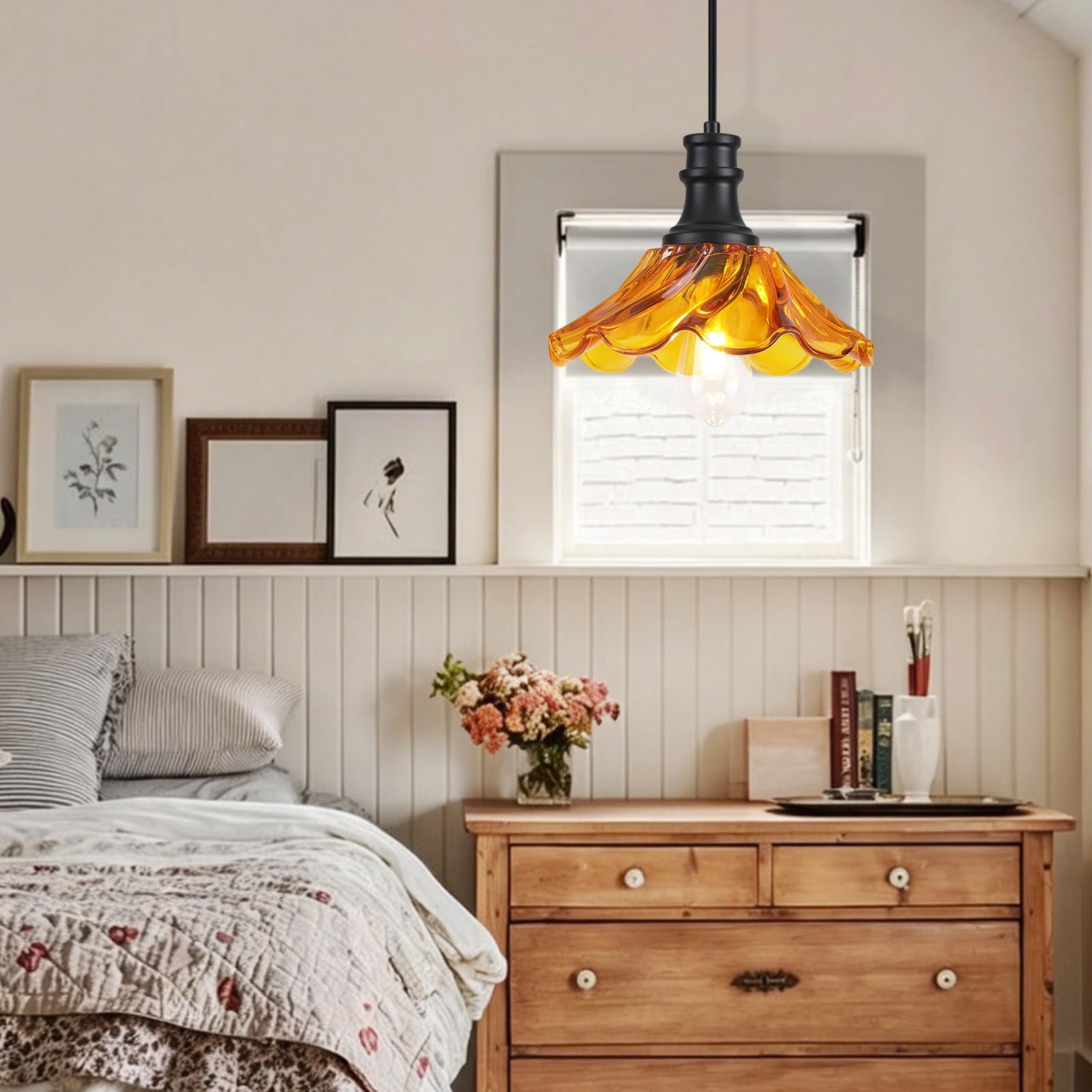 10" Black and Orange Farmhouse Pendant Light 2-Pack - Image 5