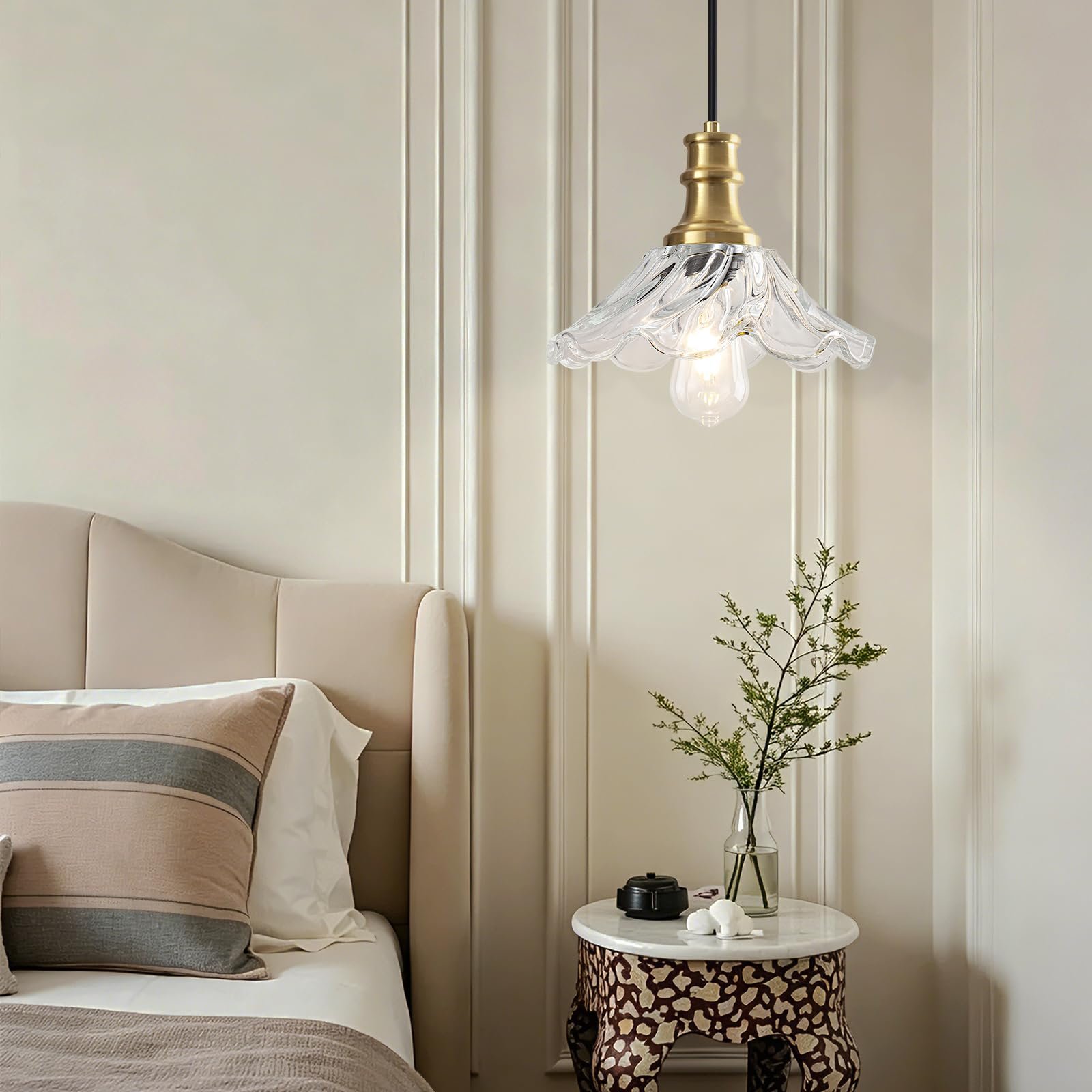 10" Gold Modern Farmhouse Pendant Light with Clear Glass 2-Pack - Image 5