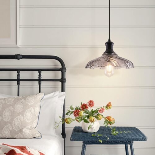 12" Black and Gray Farmhouse Pendant Light