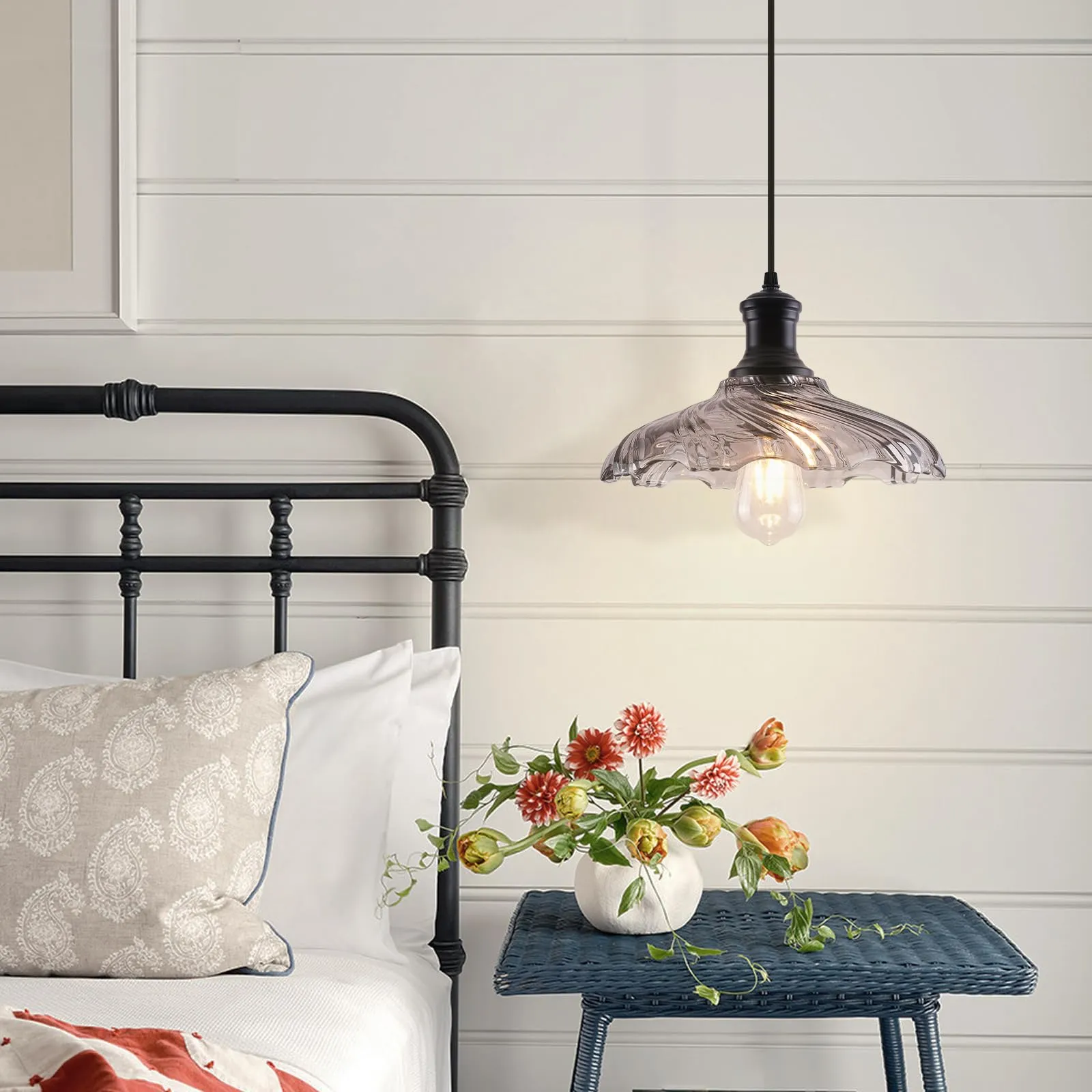 12" Black and Gray Farmhouse Pendant Light - Image 2