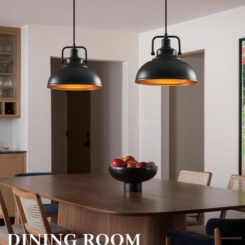 11.4" Black Vintage Farmhouse Pendant Light 2-Pack