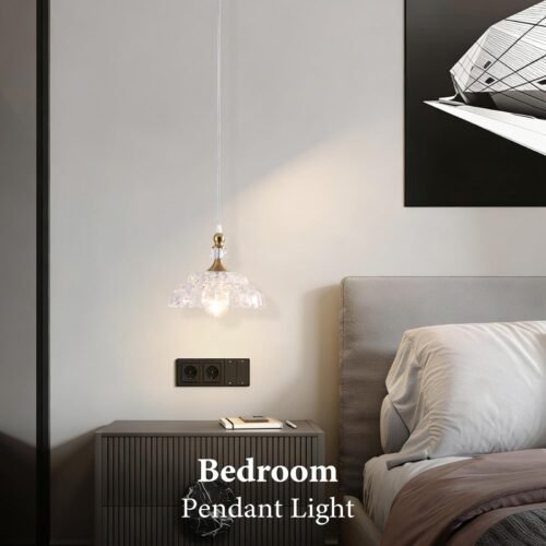 Champagne Bronze Farmhouse Pendant Light with Flower Shade