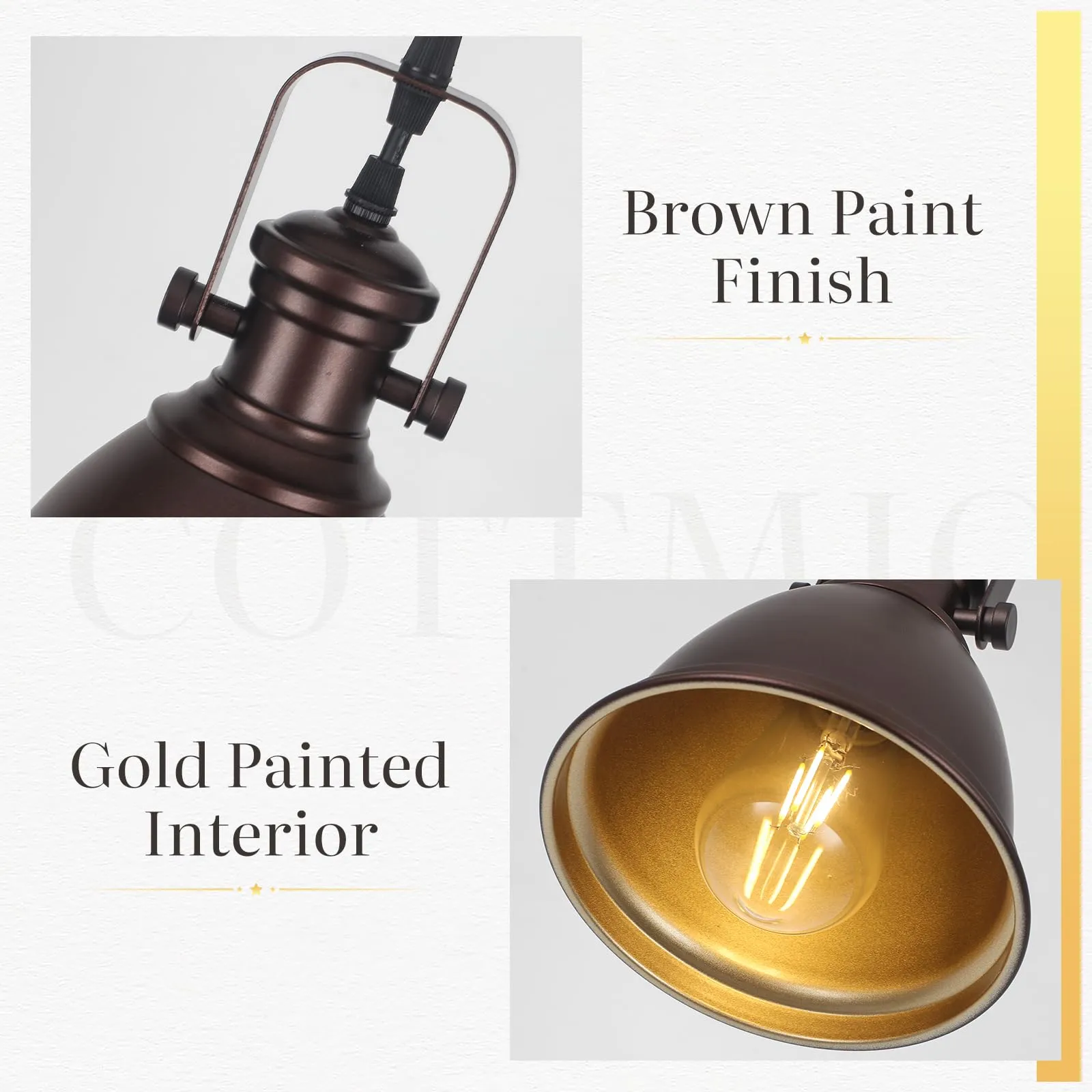 6.5" Brown Vintage Farmhouse Pendant Light 3-Pack - Image 5