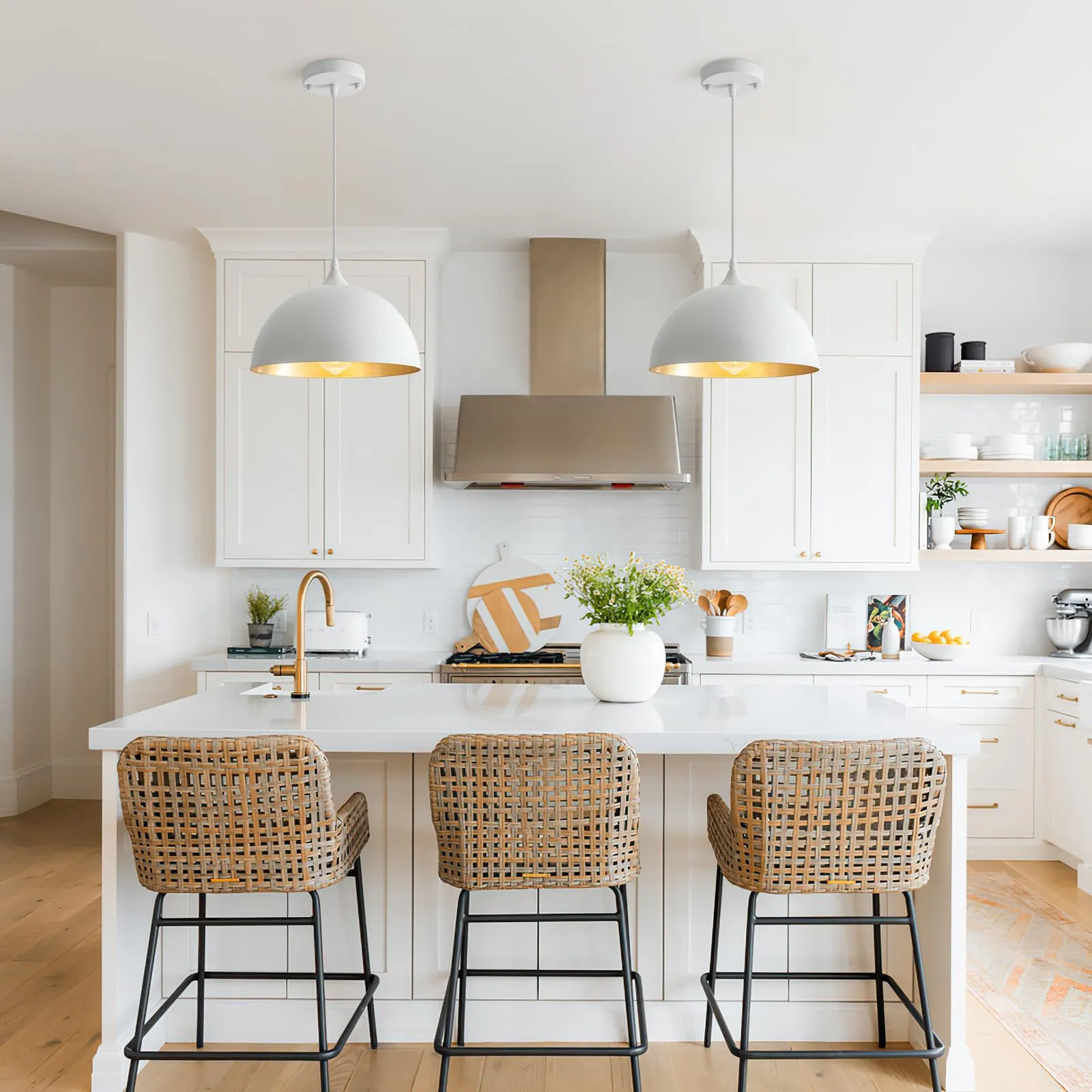 11.8" White Modern Farmhouse Pendant Light 2-Pack - Image 5