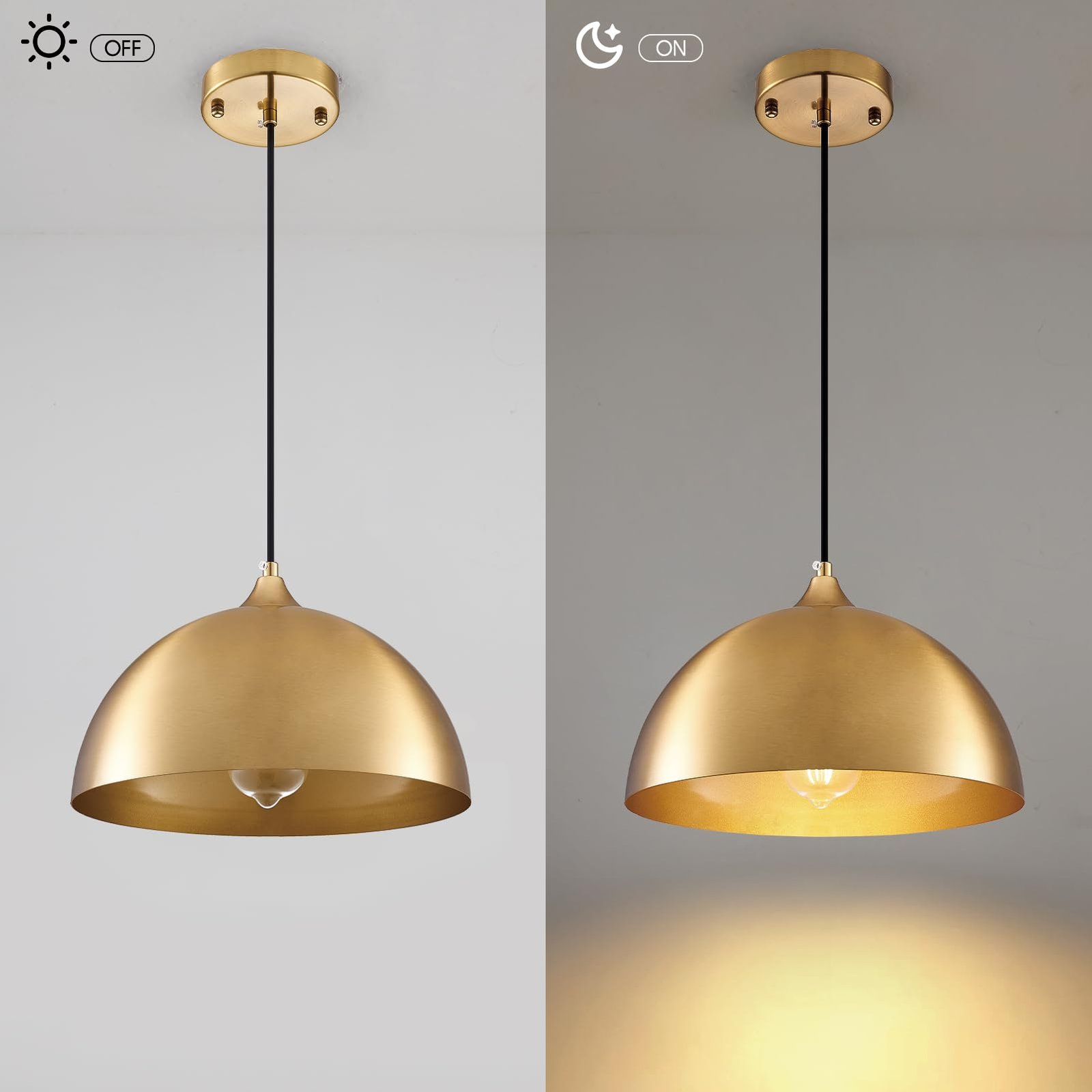 11.8" Gold Modern Farmhouse Pendant Light 2-Pack - Image 9