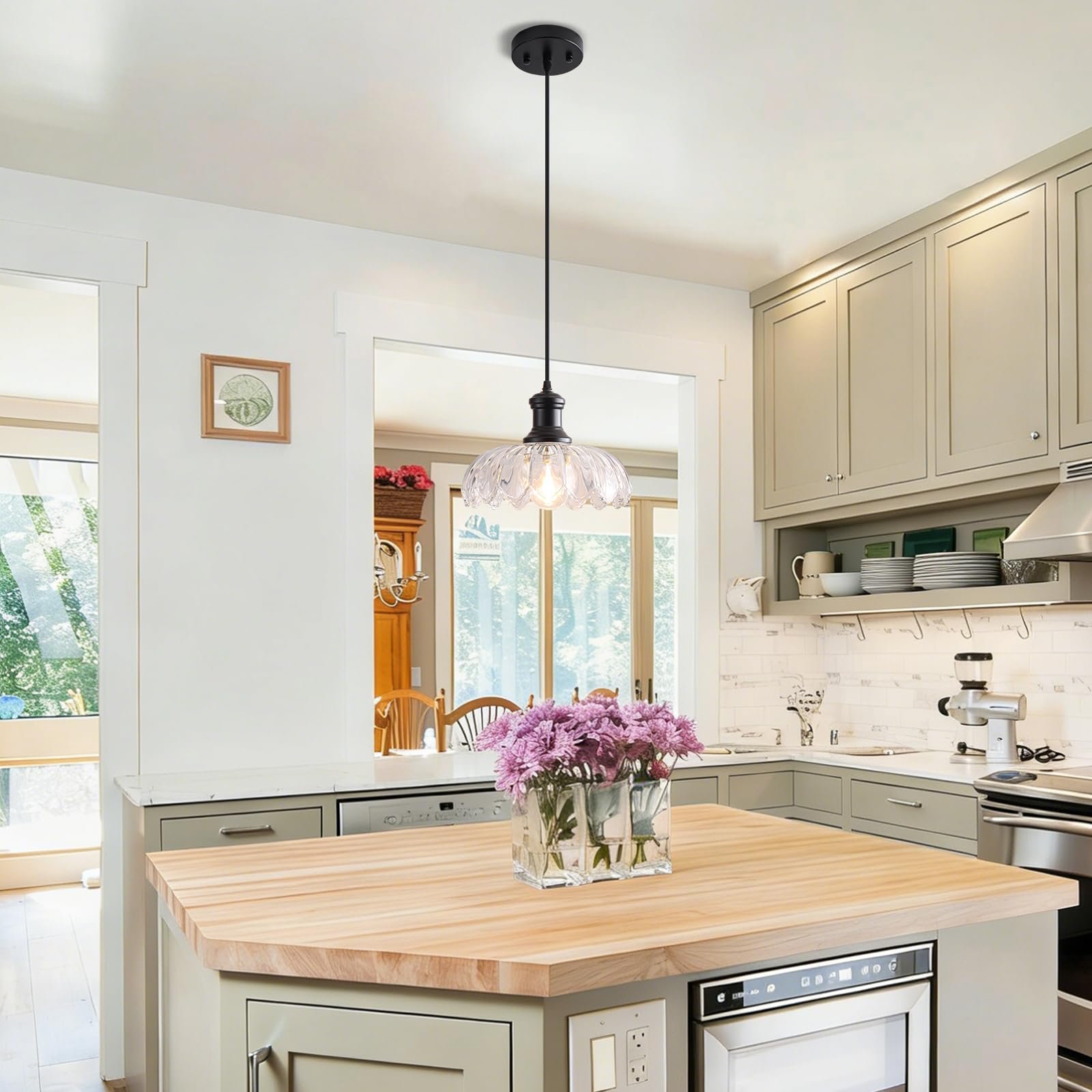 Vintage Glass Farmhouse Pendant Light - Image 7