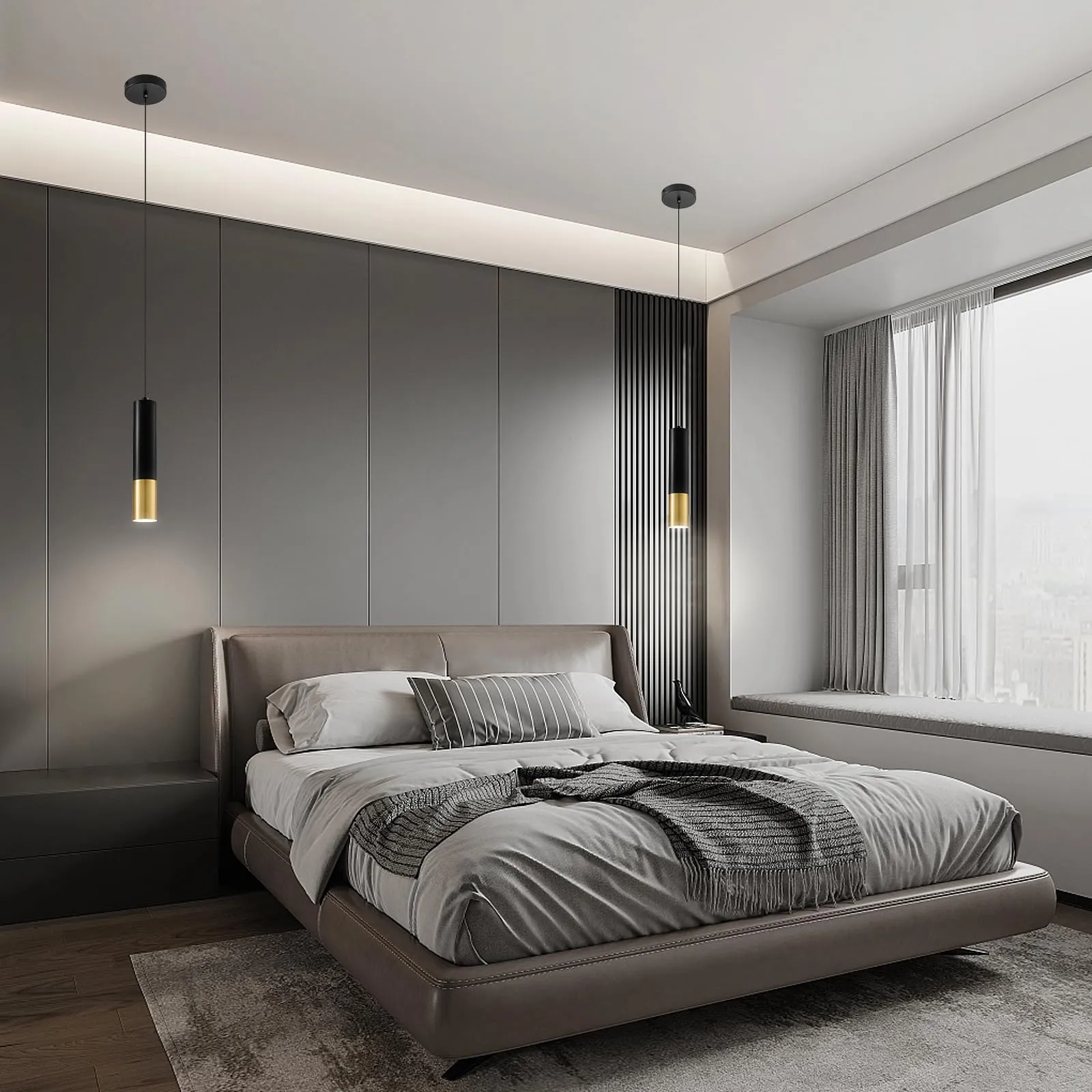 Black and Gold Modern Pendant Light 4000K 3-Pack - Image 7