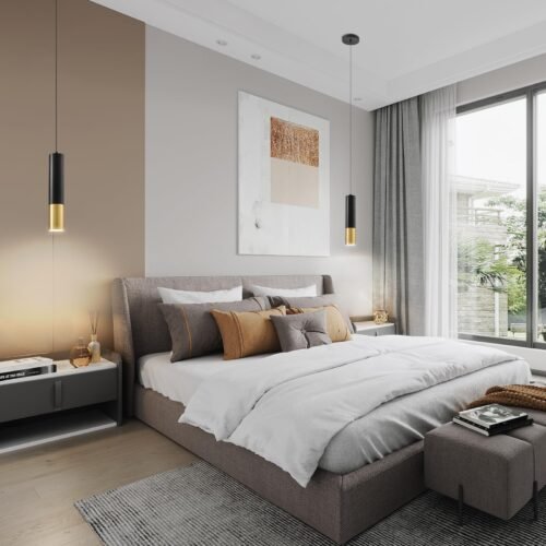 Black and Gold Modern Pendant Light 4000K 2-Pack