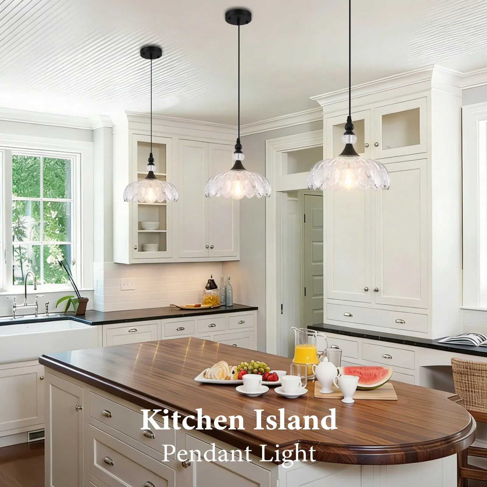 Matte Black Vintage Pendant Light with Glass Shade - Image 5