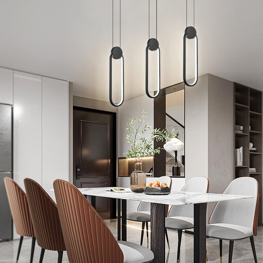 Black Modern LED Oval Pendant Light 2-Pack - Image 5