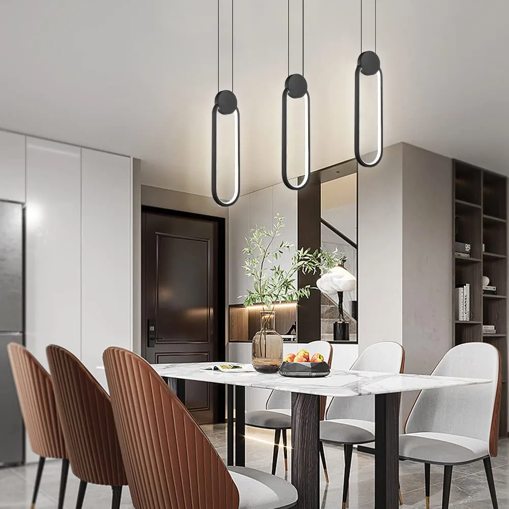 Black Modern LED Oval Pendant Light 2-Pack - Image 5