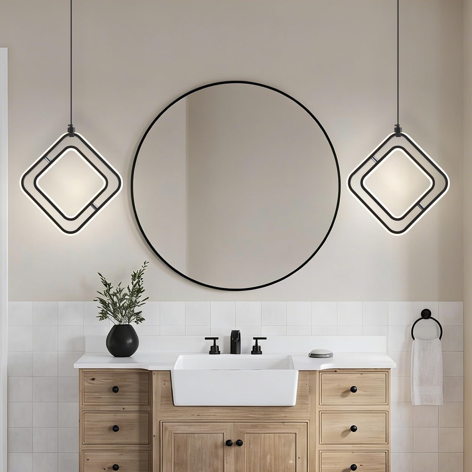 Modern LED Square Pendant Light 3000K 2-Pack - Image 5