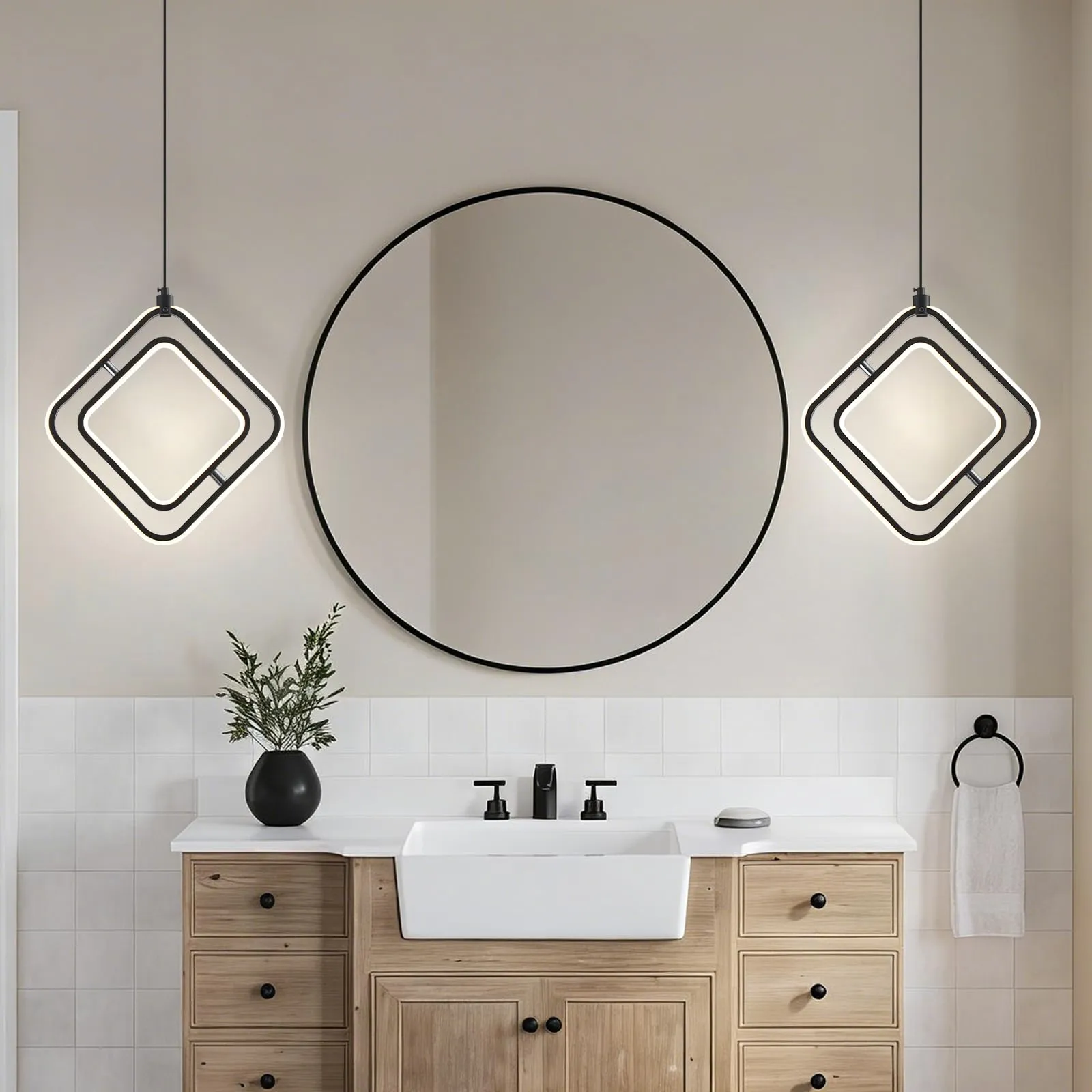 Modern LED Square Pendant Light 3000K 2-Pack - Image 5