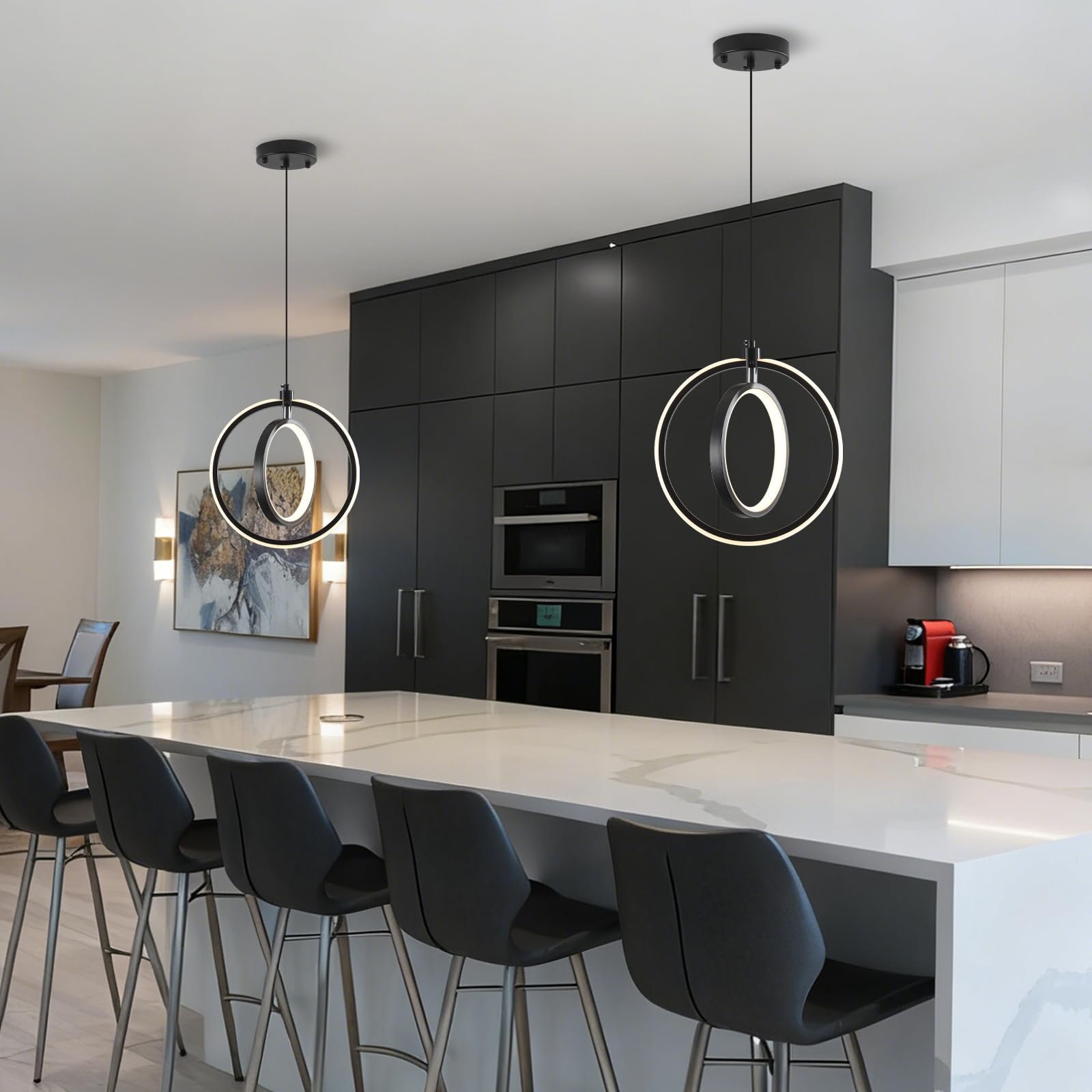 Modern LED Ring Pendant Light 3000K 2-Pack - Image 5
