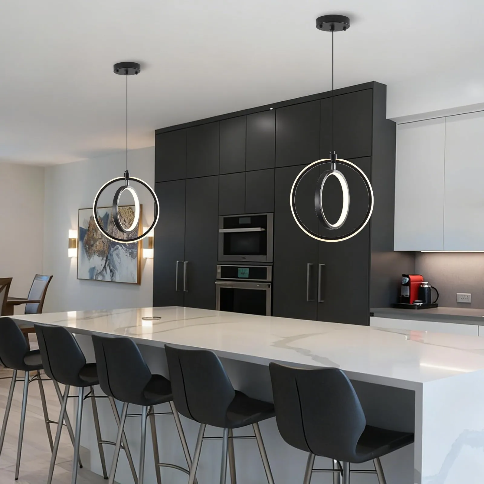 Modern LED Ring Pendant Light 3000K 2-Pack - Image 5