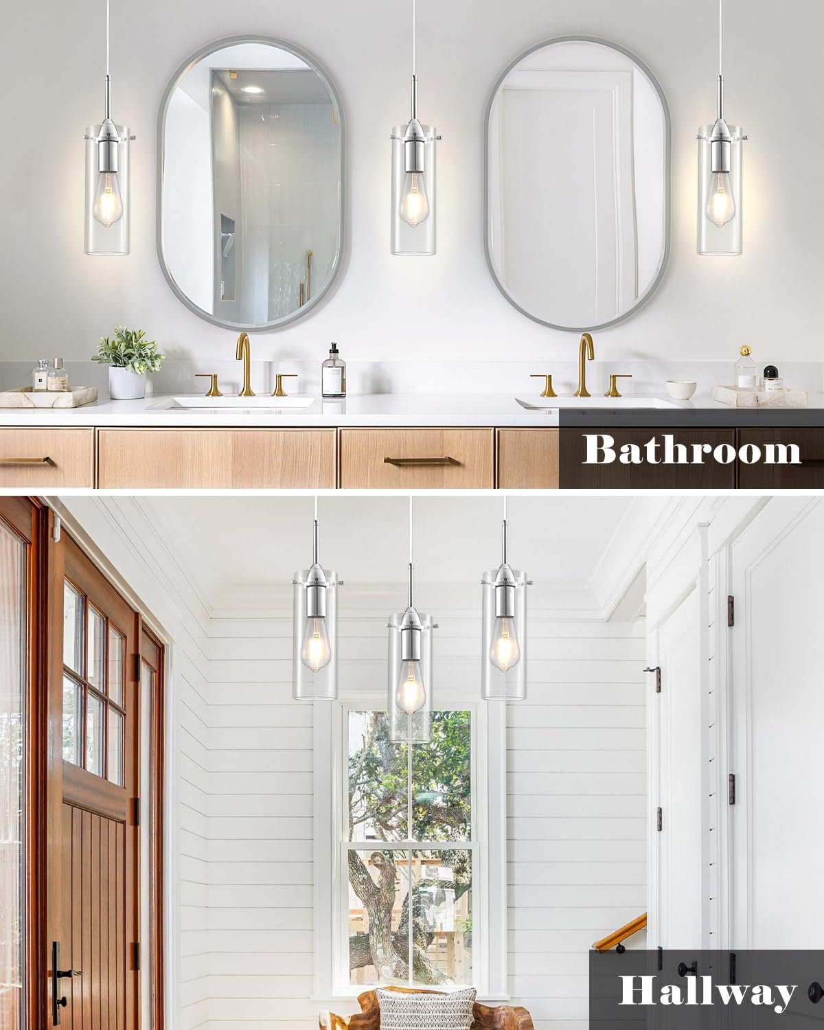 Chrome Modern Glass Pendant Light 3-Pack - Image 6
