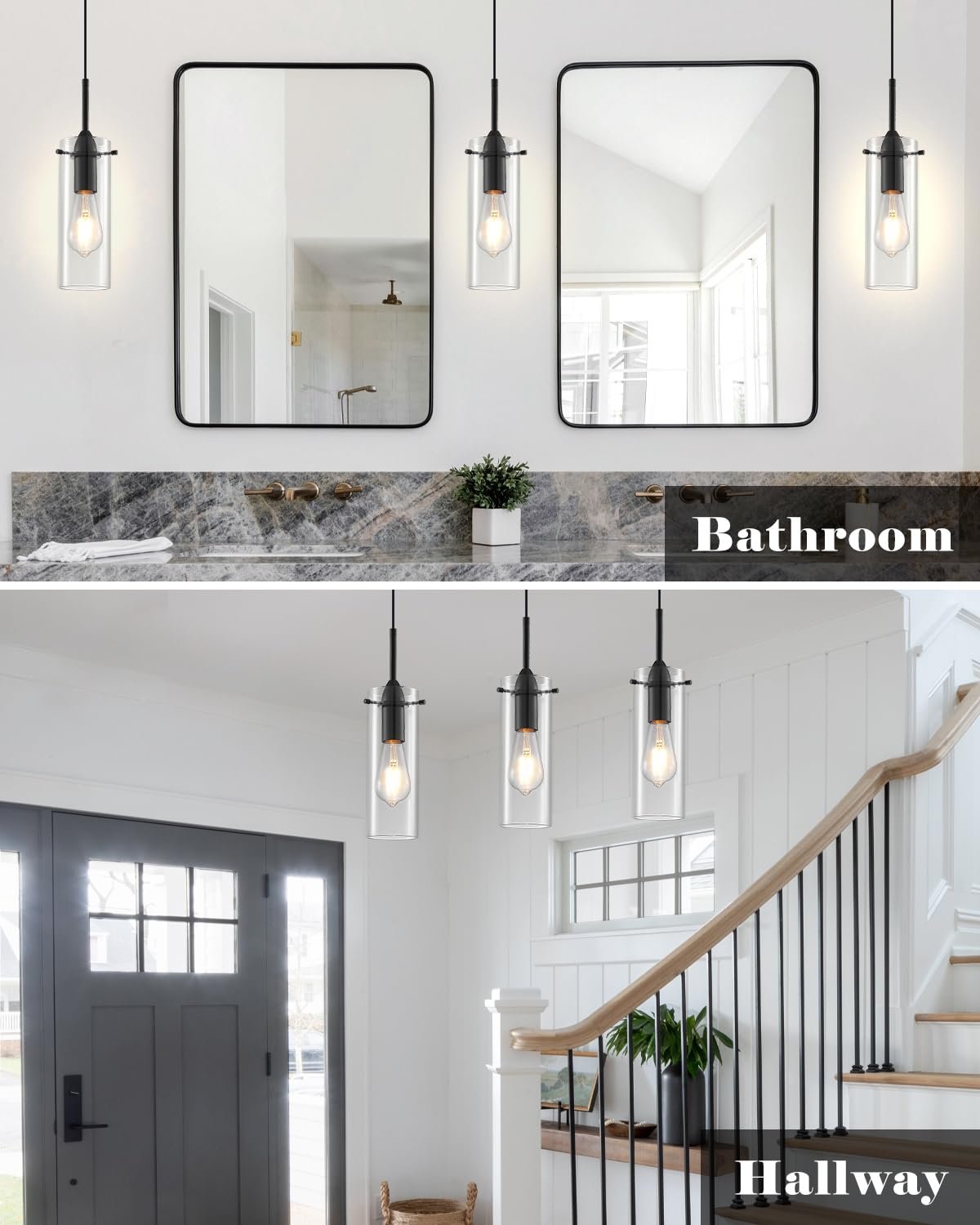 Black Modern Glass Pendant Light 3-Pack - Image 5