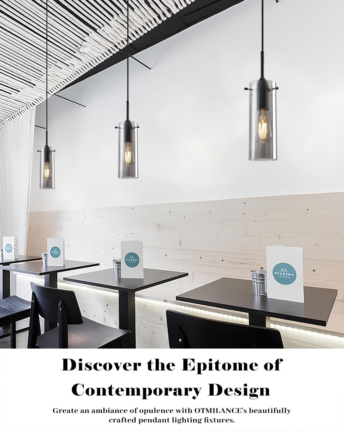 Smoke Gray Modern Glass Pendant Light 3-Pack - Image 4