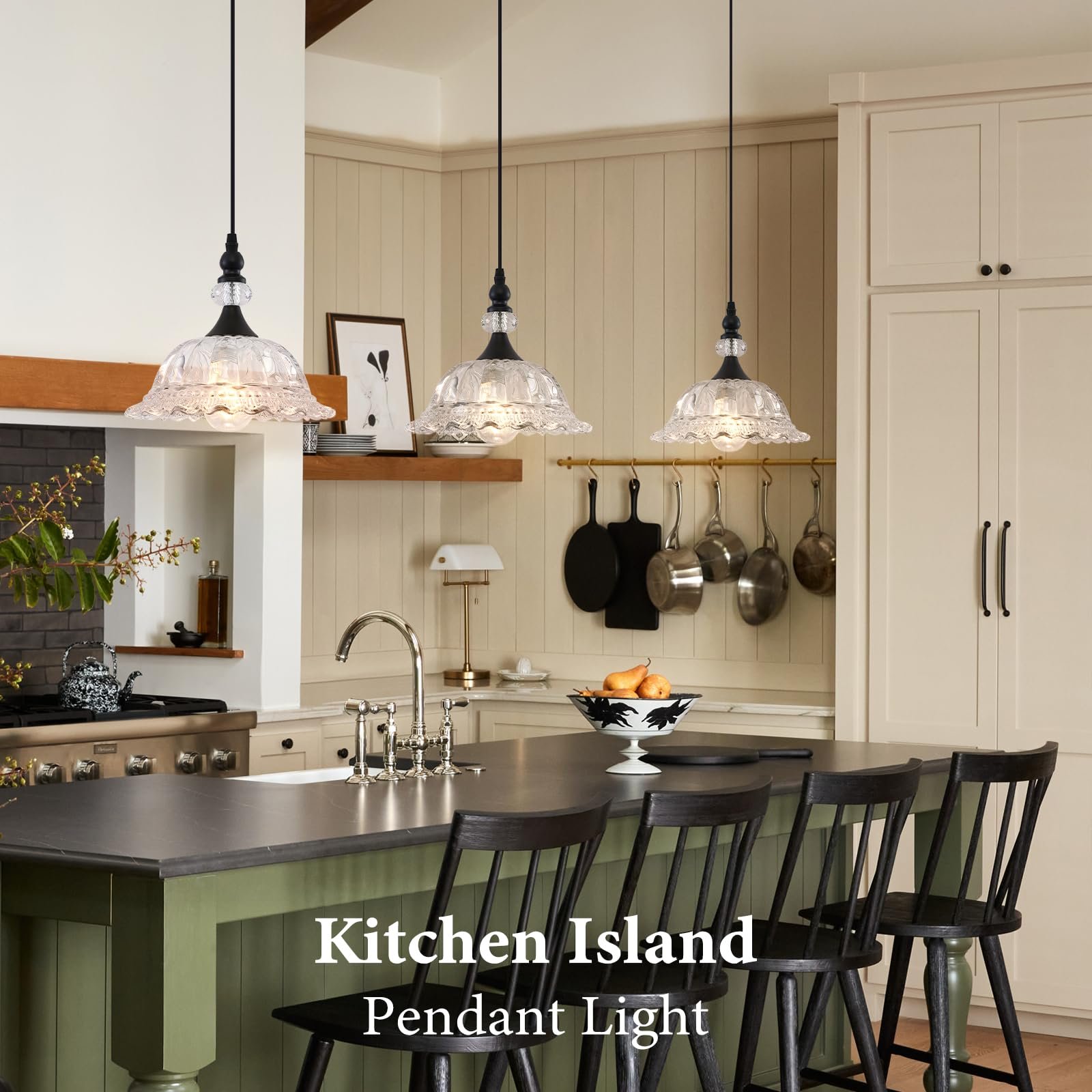 Matte Black Vintage Pendant Light with Glass Shade - Image 6