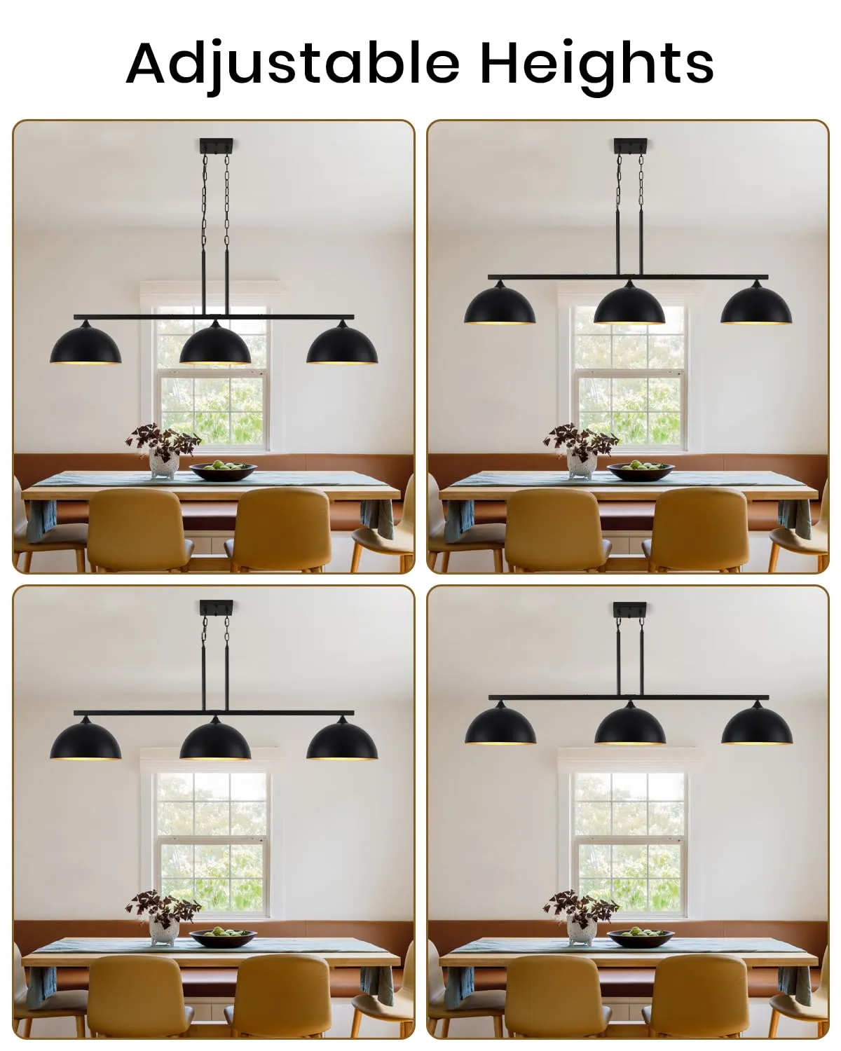 Black Modern 2-Light Dome Island Pendant Light - Image 8
