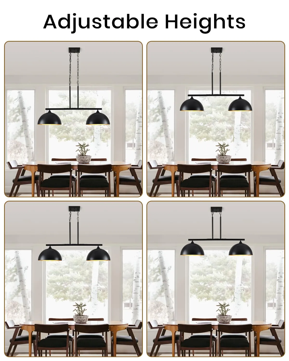 Black Modern 2-Light Dome Island Pendant Light - Image 6