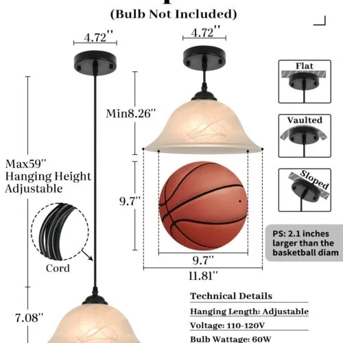Black Vintage Farmhouse Alabaster Glass Pendant Light 11.8