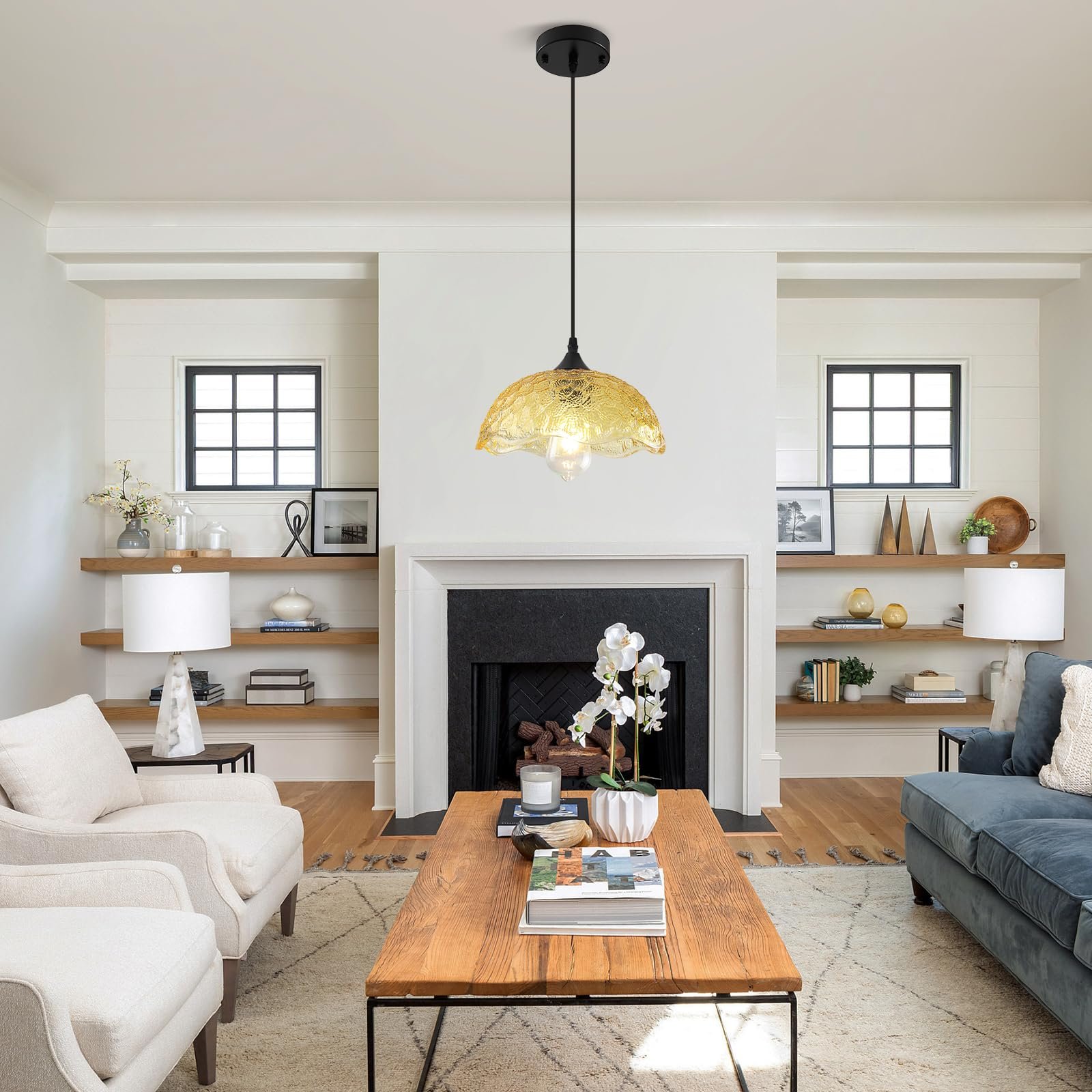Gold Glass Pendant Light for Kitchen Island - Image 6